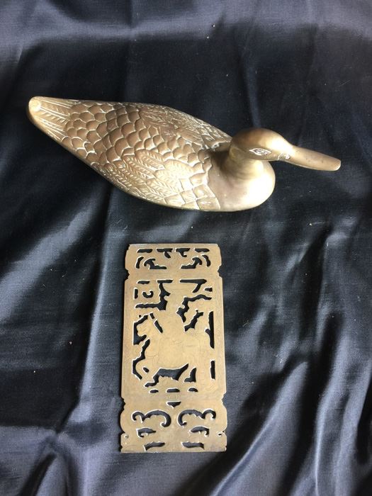 Brass Duck And Plaque Lot [Photo 4]