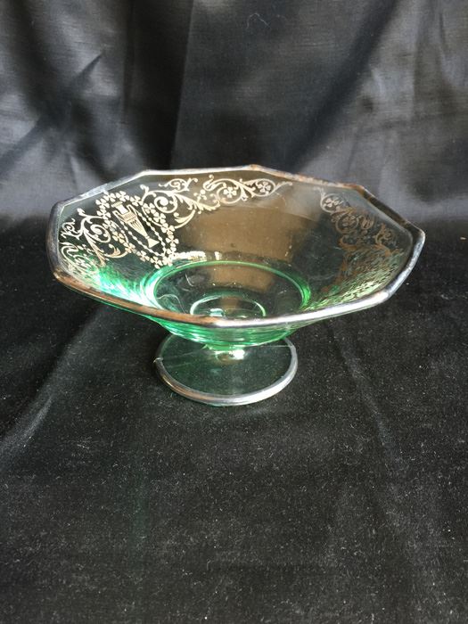 Footed Depression Glass Dish [Photo 1]
